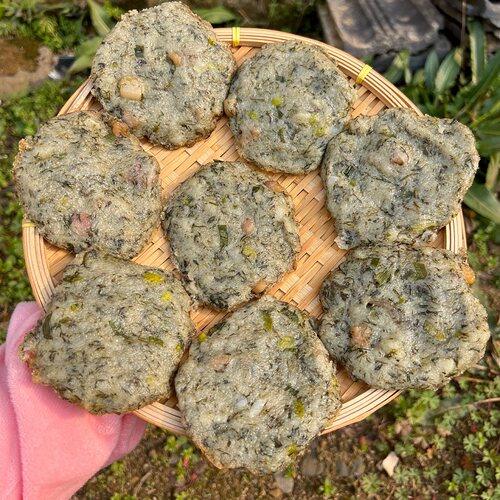 野菜蒿子粑粑大别山农家清明粿