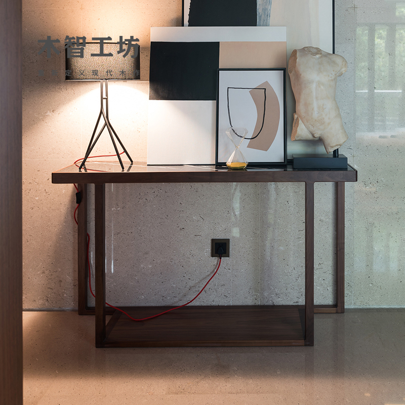 木智工坊入户玄关桌柜新中式超窄