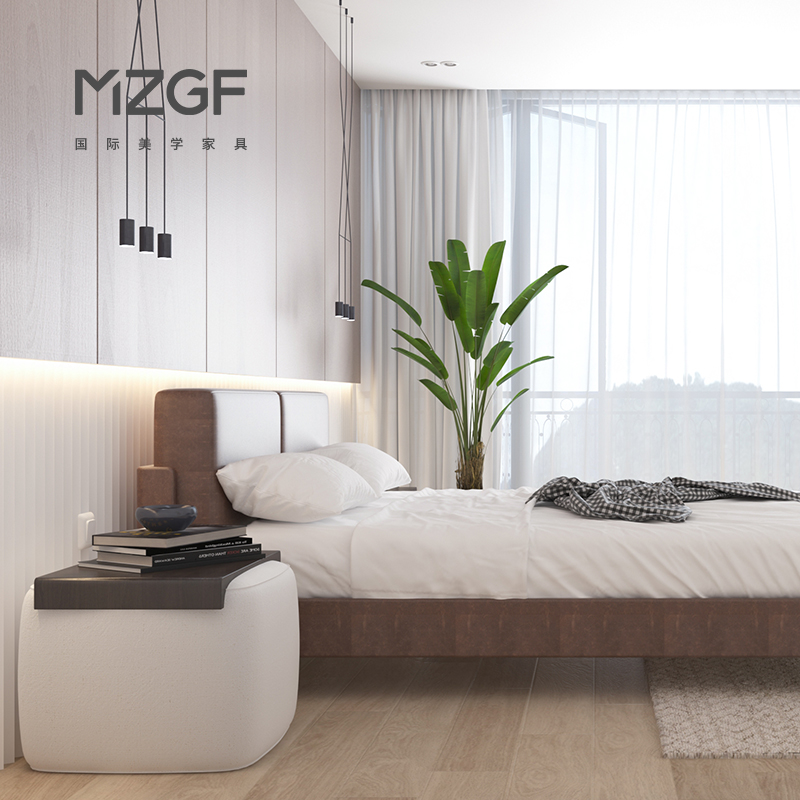 【木智工坊】宽背床 1.51.8米大床软包床沙发靠背床