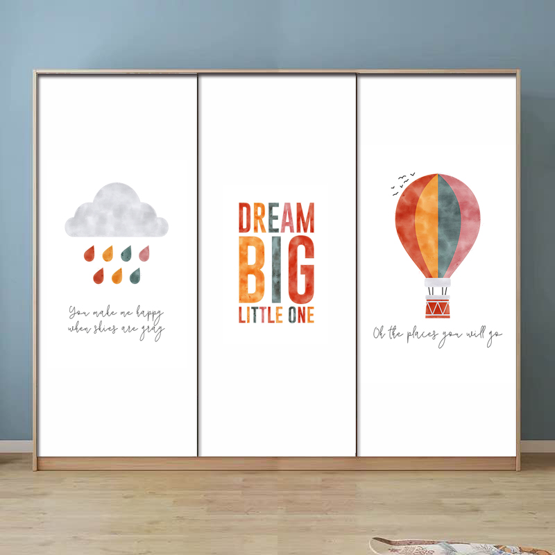 创意儿童房间卡通动物衣柜移门贴纸整张自粘遮丑衣柜玻璃全包贴膜