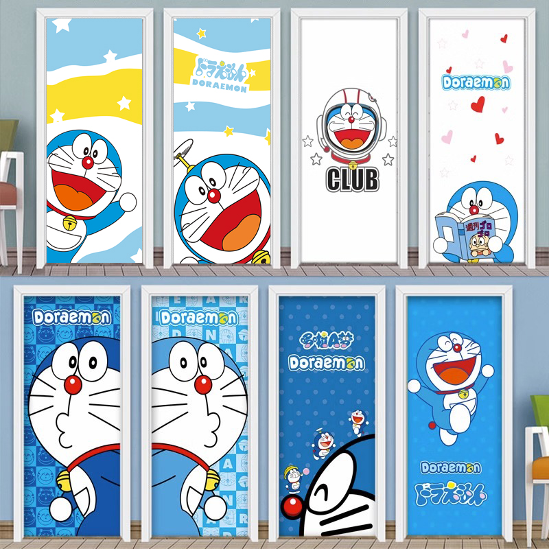 地中海风格创意卡通猫门贴纸儿童房木门翻新装饰贴画冰箱贴纸