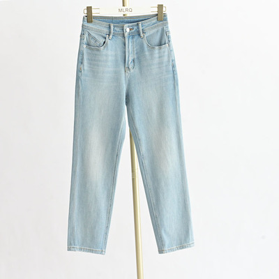 常规2024春弹力牛仔烟管裤九分