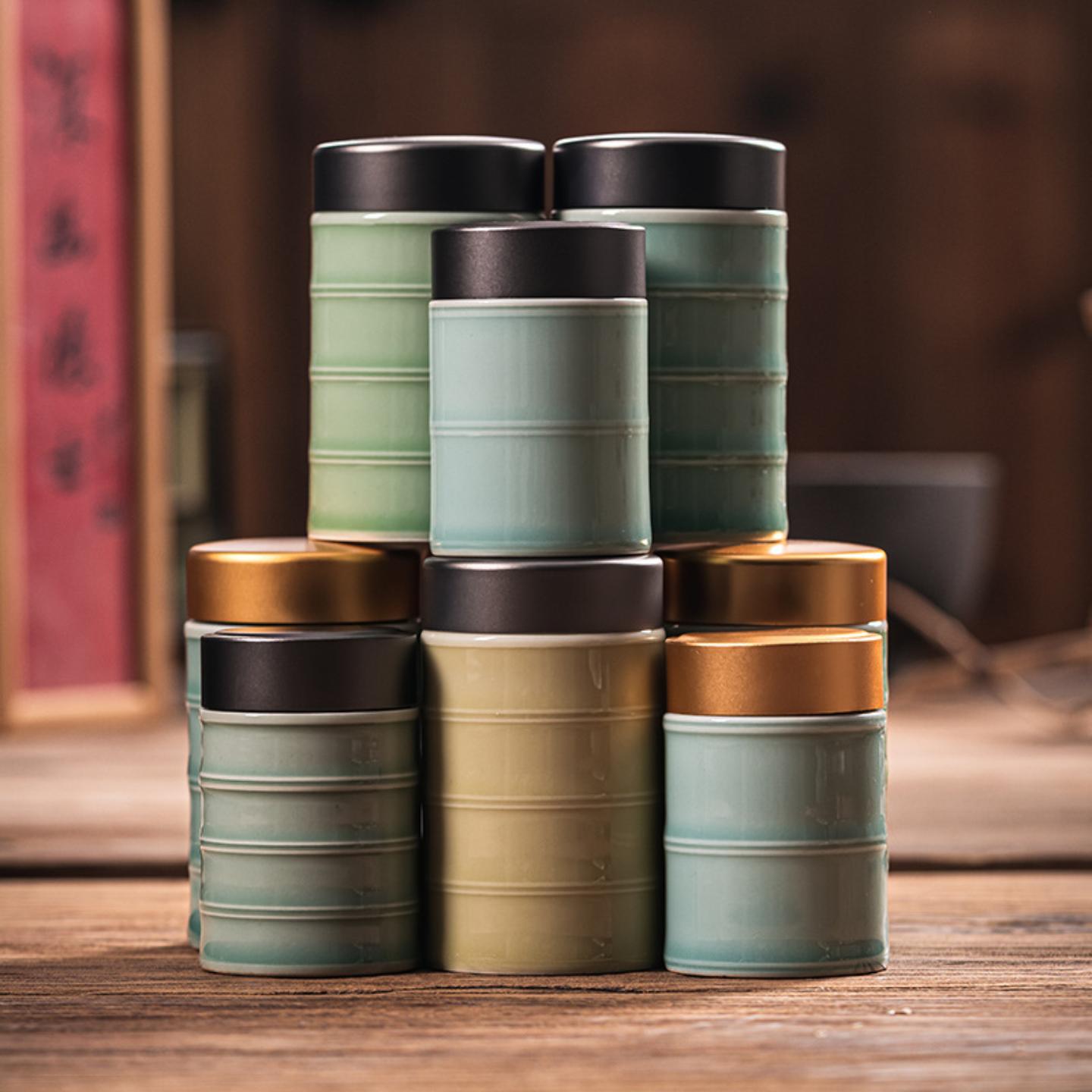 龙泉青瓷茶具陶瓷家用茶叶罐小号