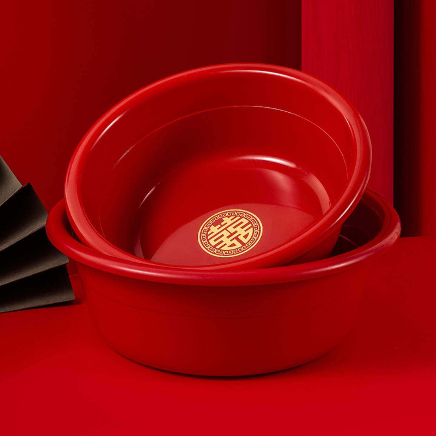 喜盆陪嫁红色脸盆结婚用品大全