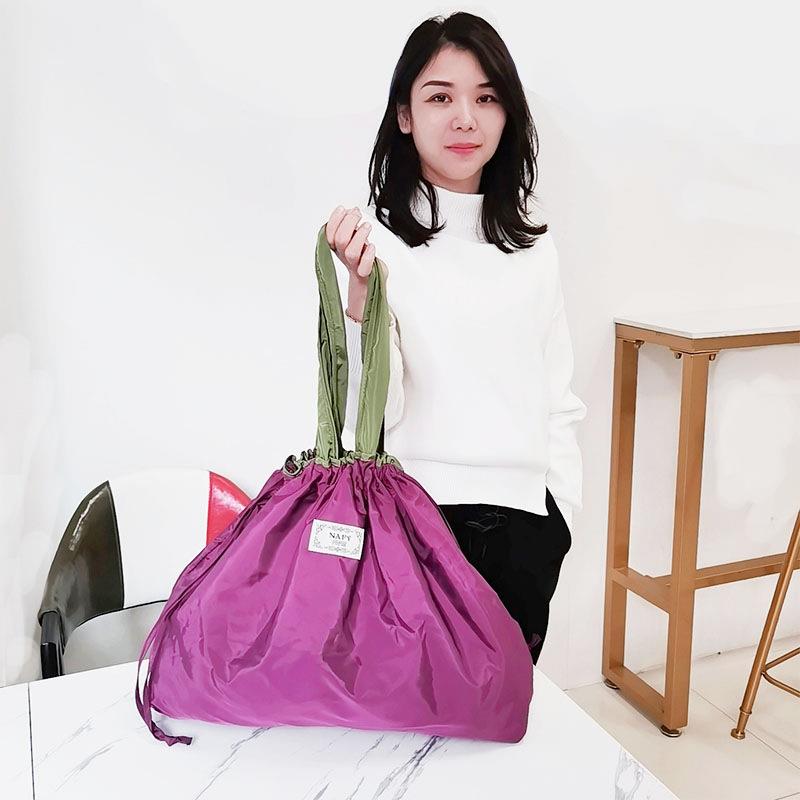 现货尚纳纯色束口袋环保购物袋绳超时市买菜包折叠大号束口便携旅
