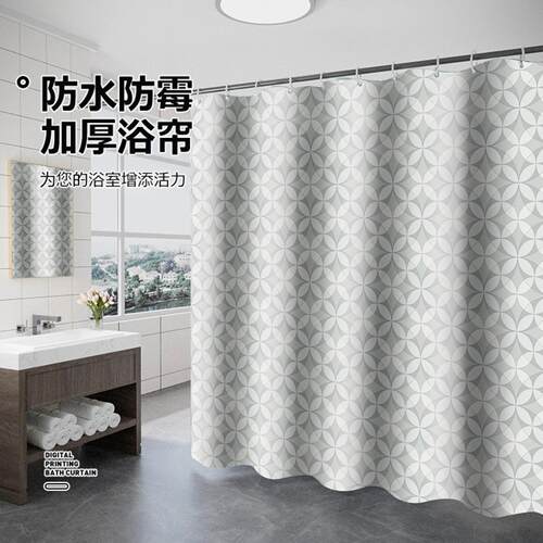 直供防水加厚免打孔浴帘印花高密