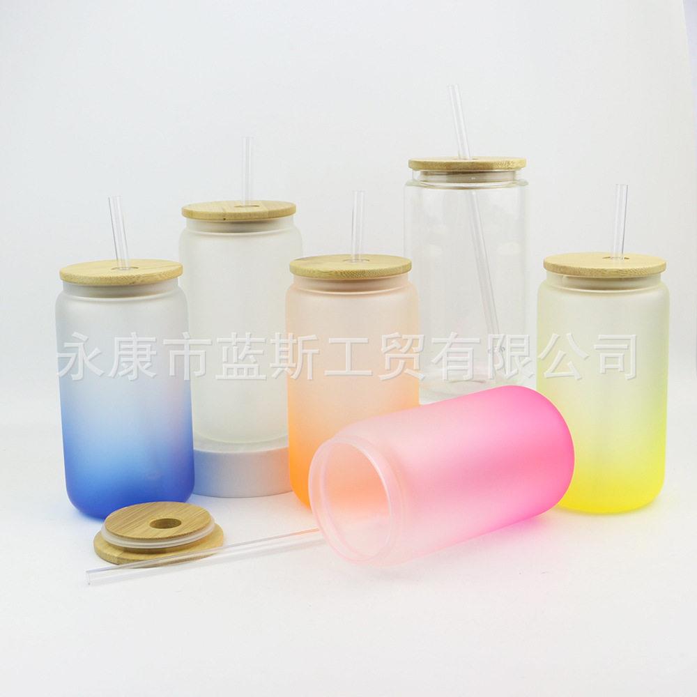 16o空白热升华硼子LS-梅森硅玻璃o水杯渐变色喷漆玻璃梅森杯印lzg
