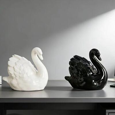 黑白天鹅件轻FD24-3奢开摆厂业乔迁礼物家居装饰品欧公司礼品供新