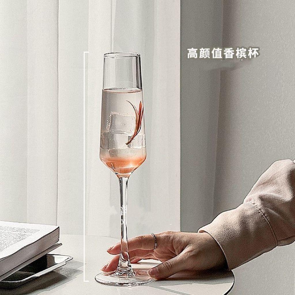 ins水玻晶璃香杯家用酒鸡尾酒脚杯起泡槟微醺颜杯值其他/oth酒杯