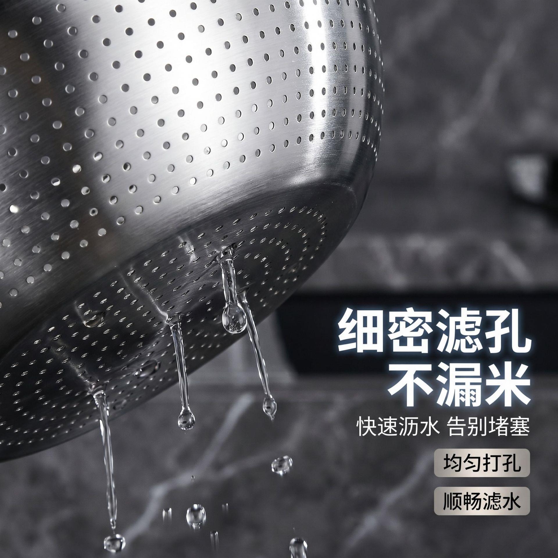 特厚不锈钢水篮加洗菜用盆洗米筛淘米厨神器家沥/水漏沥盆房面盆