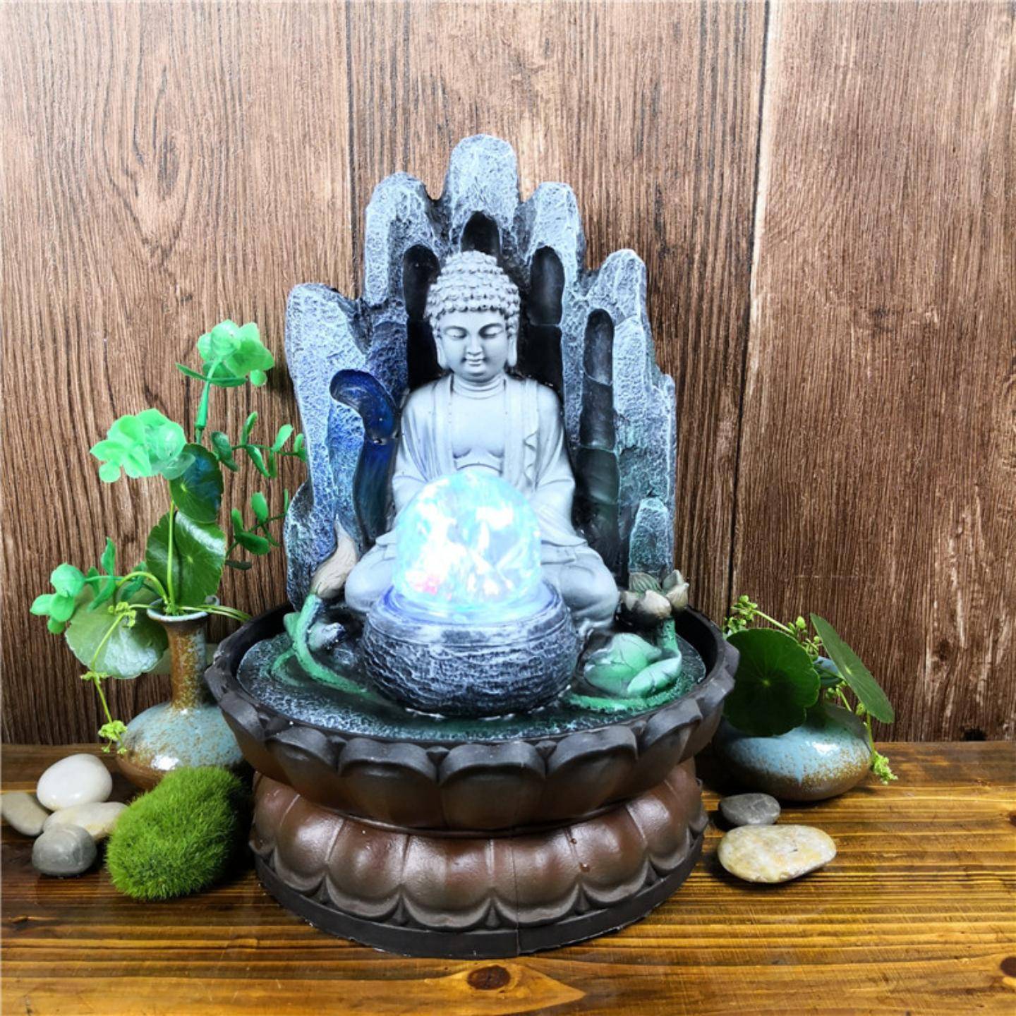 直销 东南佛像款流水摆件树脂工艺品创意水景产地货源