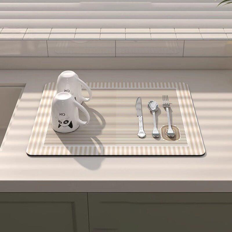 /侘台寂风轻奢厨房沥水垫面水垫槽吸水硅藻泥速干防油洗控水免垫
