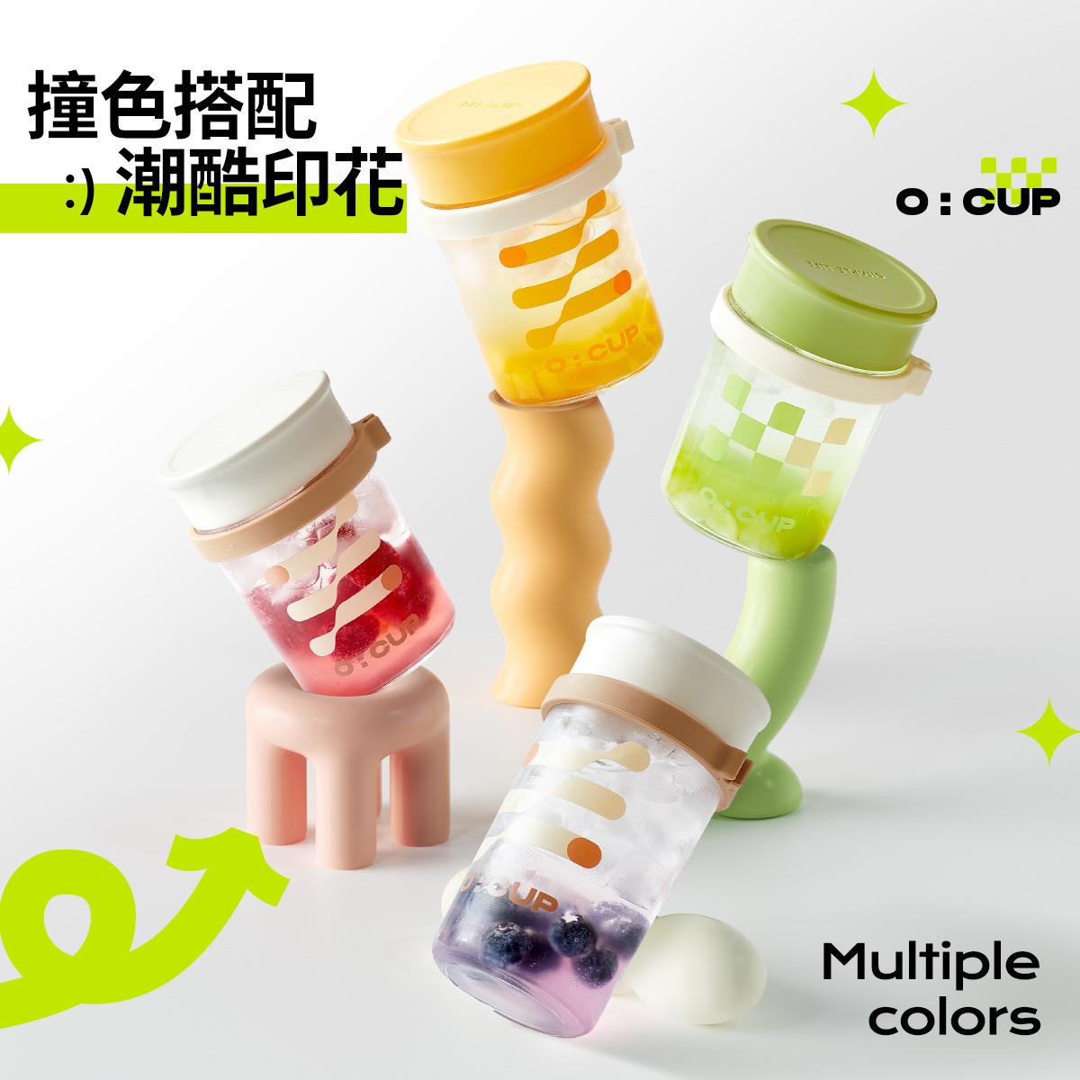 家用燕麦杯勺便携式杯带盖麦片早餐LC玻梅璃森杯酸奶杯子挂沙拉杯