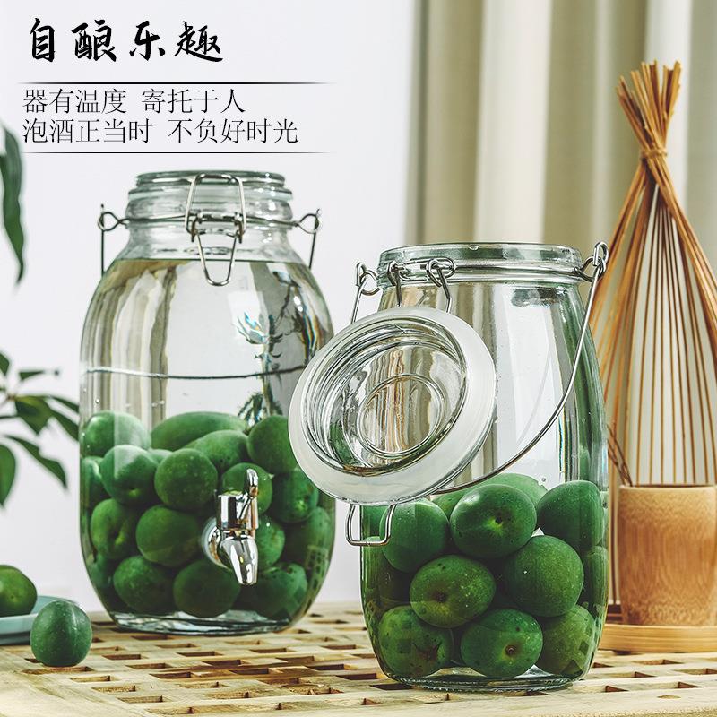 泡酒璃瓶青罐梅杨梅玻酒瓶带龙头酿用酒瓶家密封提手卡扣腌菜玻璃