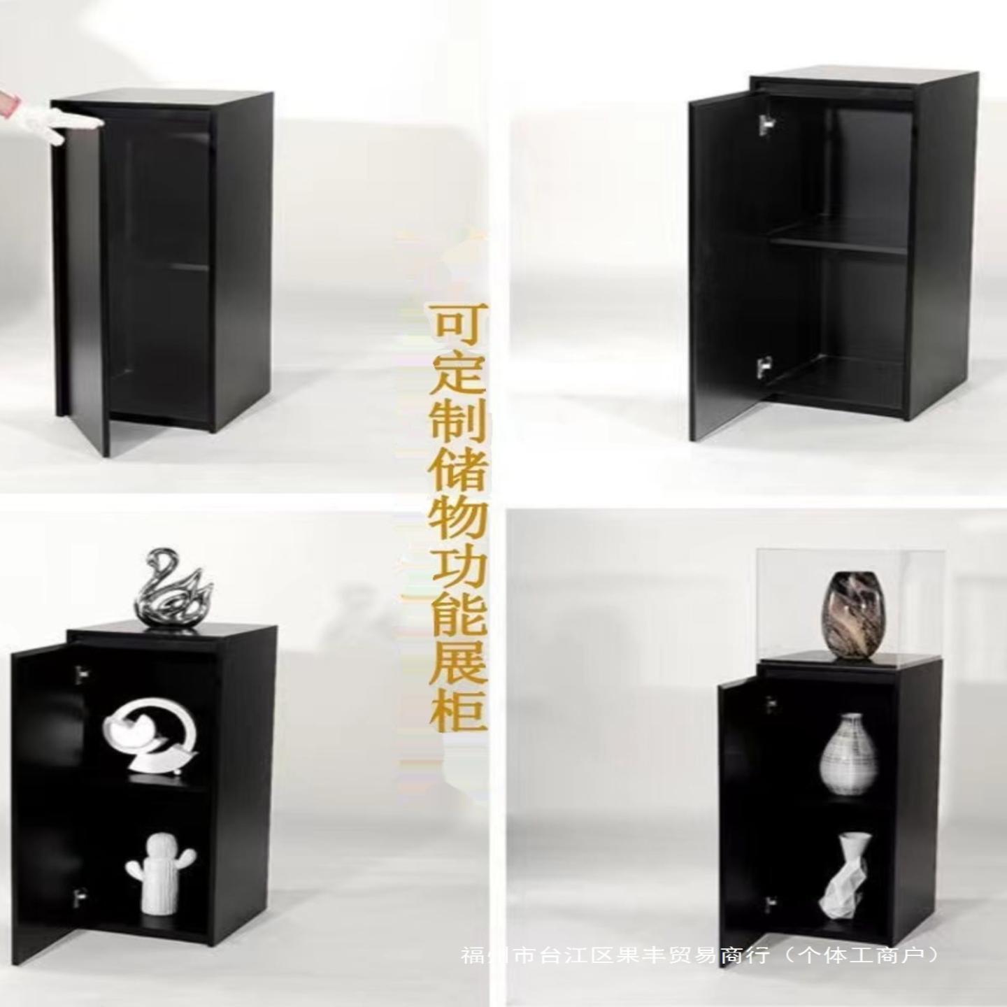 木质烤漆地台黑色展示台商业会展空调家电实物展台服装店中岛展柜