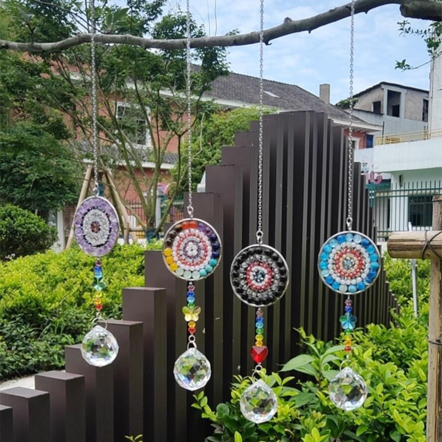 曼陀罗花水晶挂件吊坠窗台珠挂饰
