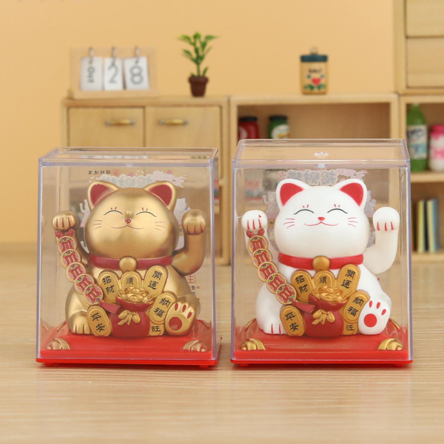 招财猫摆件太阳能自动摇手猫汽车