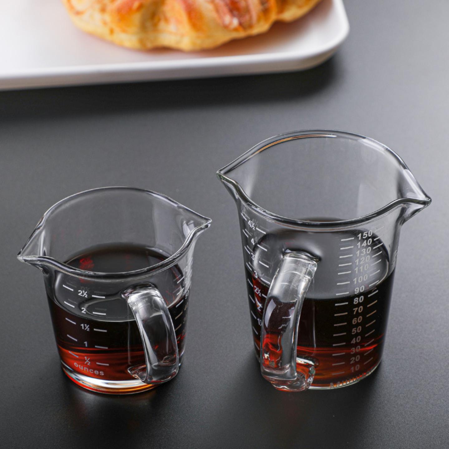 双嘴玻璃奶盅杯咖啡杯双面刻度杯