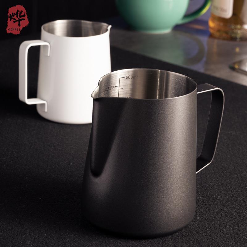 泡尖嘴斜口拉413花杯34不钢加厚0奶杯花式咖啡锈壶拉花缸配套装