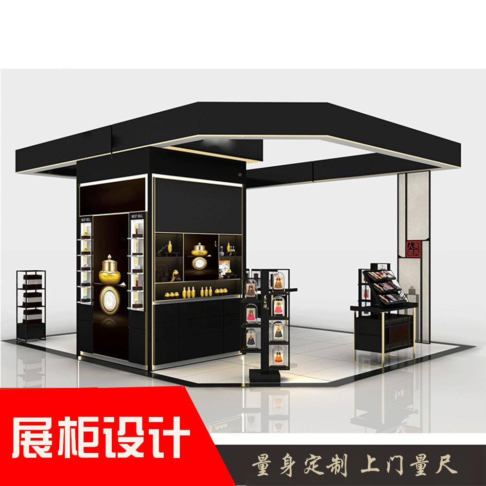 化品展示黑柜色高端妆示中岛柜台护肤品柜子美妆店货架彩妆/展架