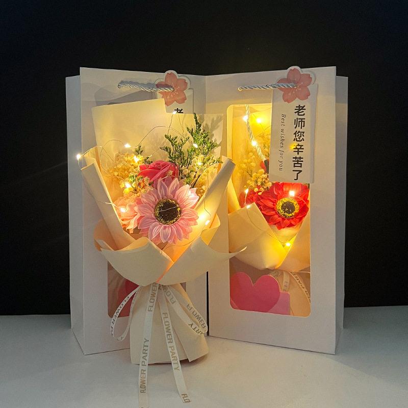 教学师节送中小女老师葵礼物玫瑰向日花束成品幼儿业园毕CY-QH095