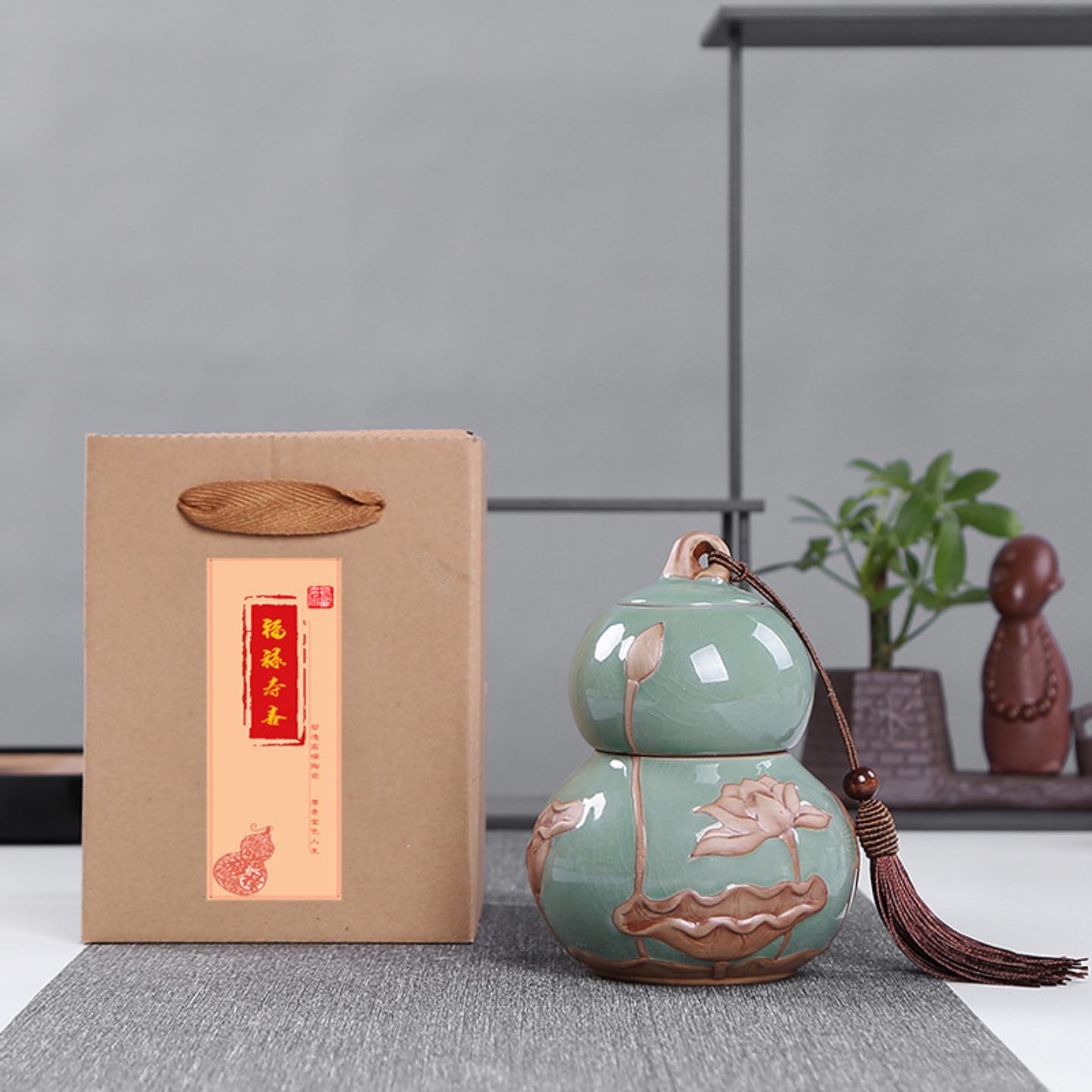 哥窑葫芦茶叶罐密封罐可做婚庆