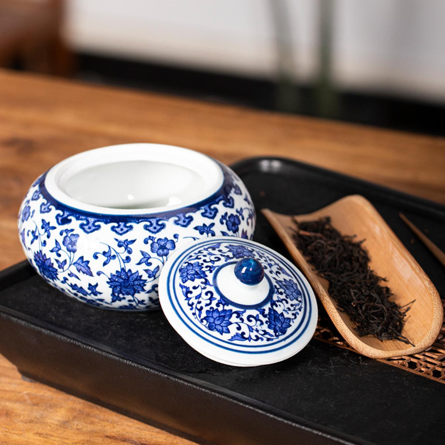 景德镇青花瓷茶叶罐不带密封