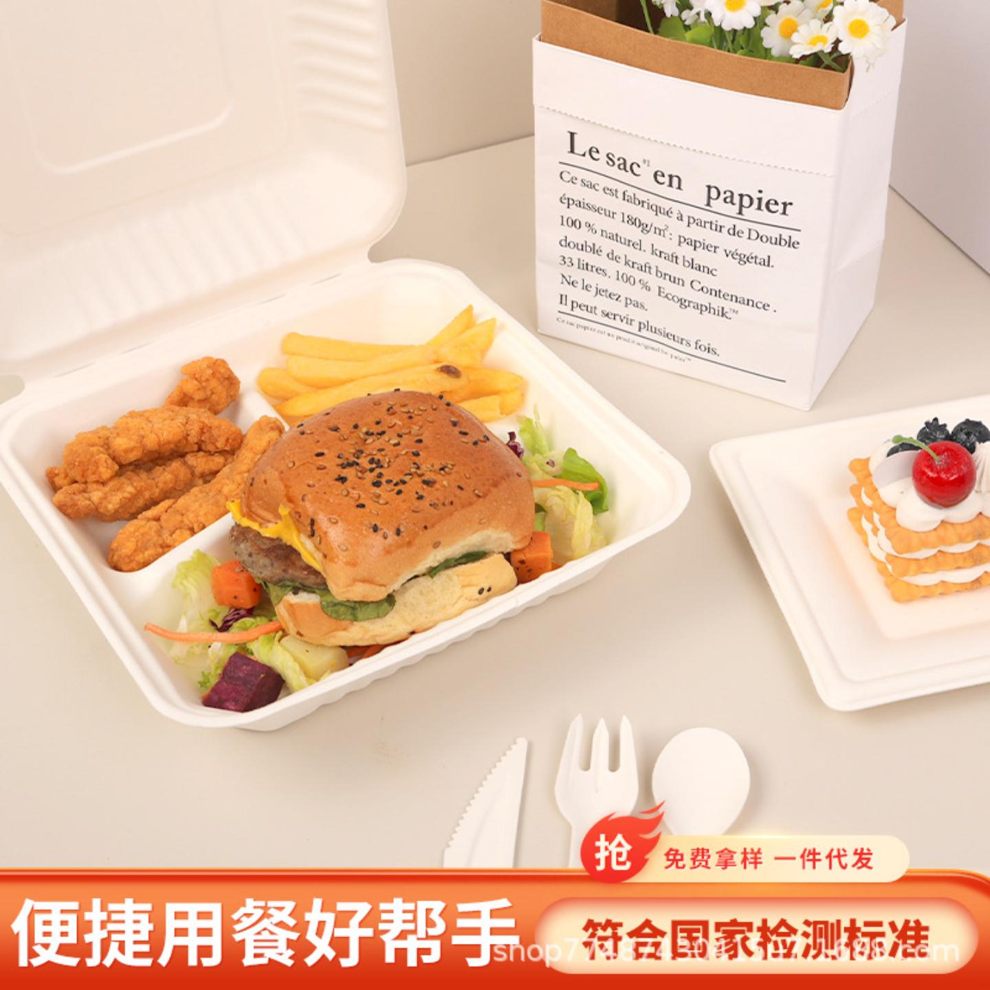 一次性可降解纸制打包快餐外卖