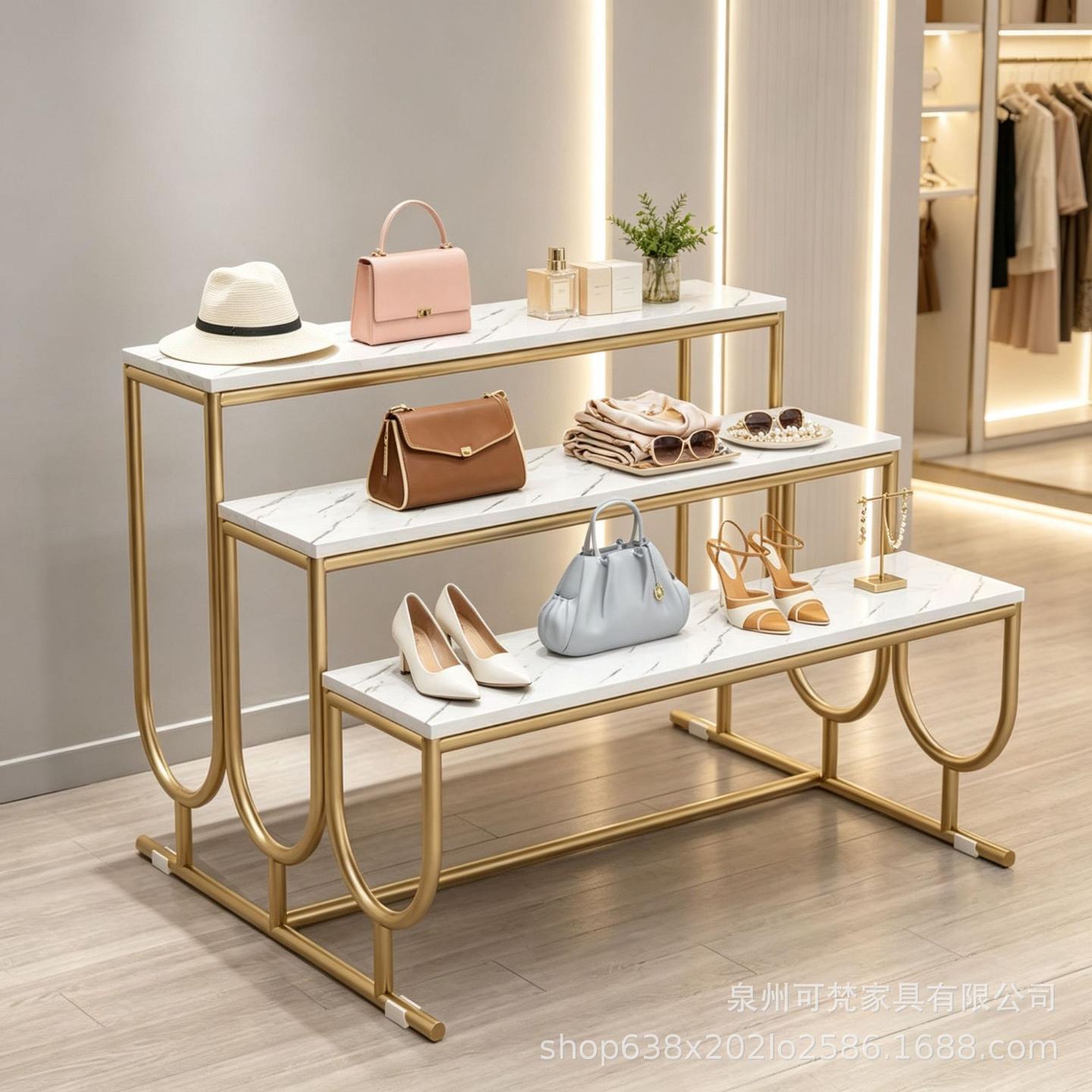 服装店展示架鞋包店中岛流水台中间展示台高低鞋店鞋架展示架商用