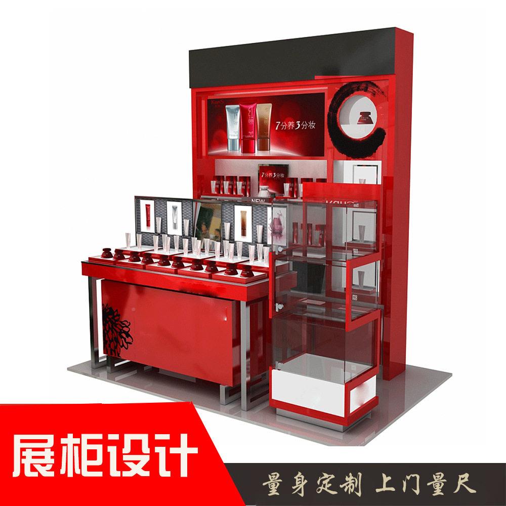 化品展示柜美甲店彩妆货架子美容妆产院灯端烤漆护带/肤品陈列柜