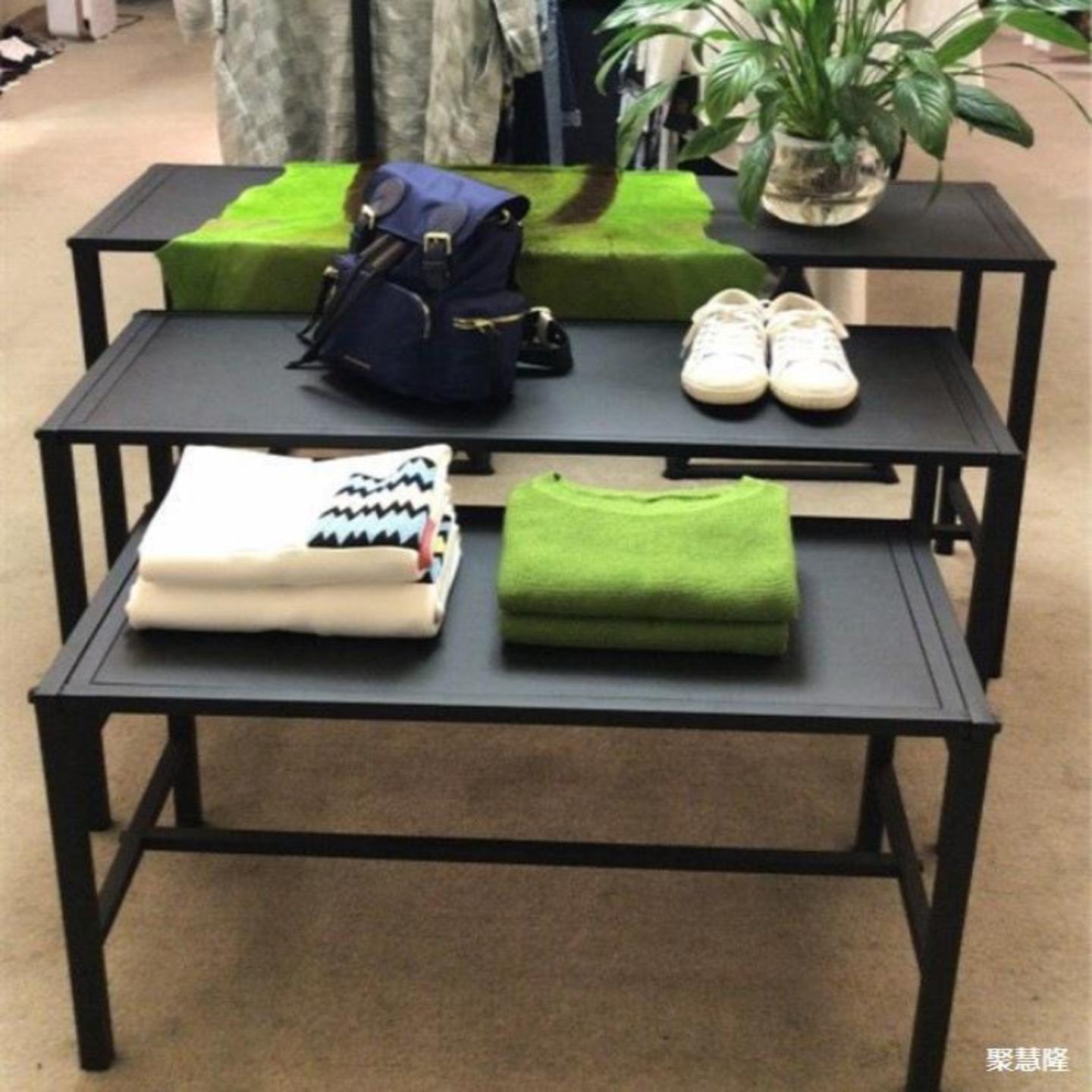 服装店流水台中岛展示桌子童男女装货架橱窗落地式高低鞋包置物柜