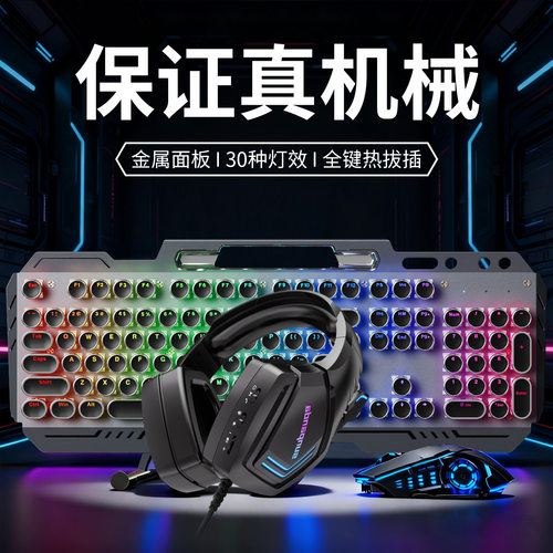 雷蛇有线机械键盘鼠标USB游戏电竞专用笔记本台式电脑青轴键鼠男