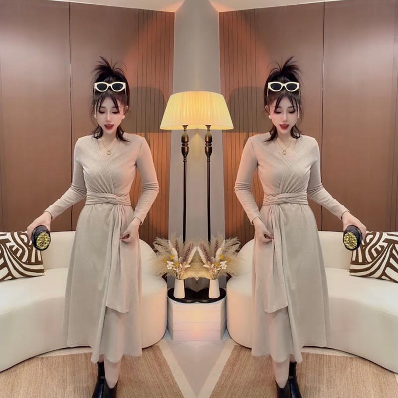 网红同款时尚连衣裙中长裙秋冬
