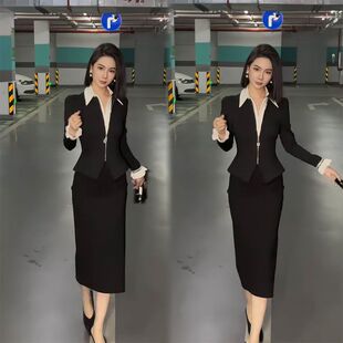 网红同款高级精致衬衫领短上衣半裙套装女春气质女人味裙子两件套