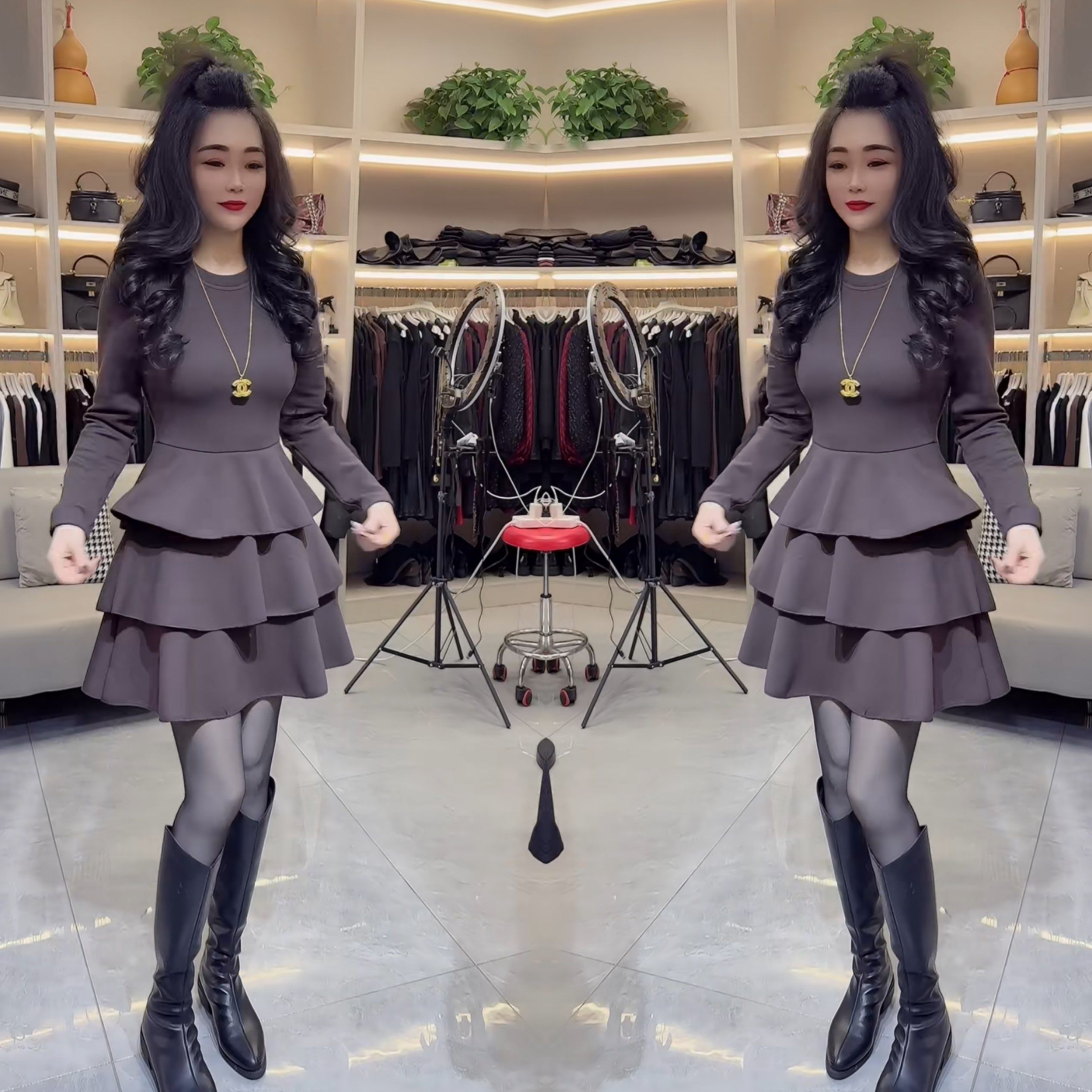 轻熟风网红爆款修身遮肉连衣裙