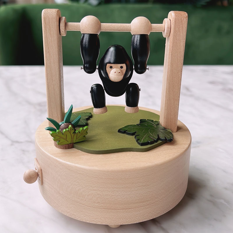 대만 SENHUO 나무 재미 뮤직 박스 뮤직 박스 GORILLA GIBBON 친구 동료 크리스마스