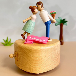 森活木质有趣音乐盒摩天轮卡农八音盒生日礼物男女送礼时尚可爱