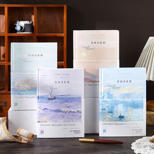 A5烫金精装笔记本奇妙美术馆系列复古风油画封面海上日出高颜值文创礼物手账本日记本记事本厚实手抄本多功能