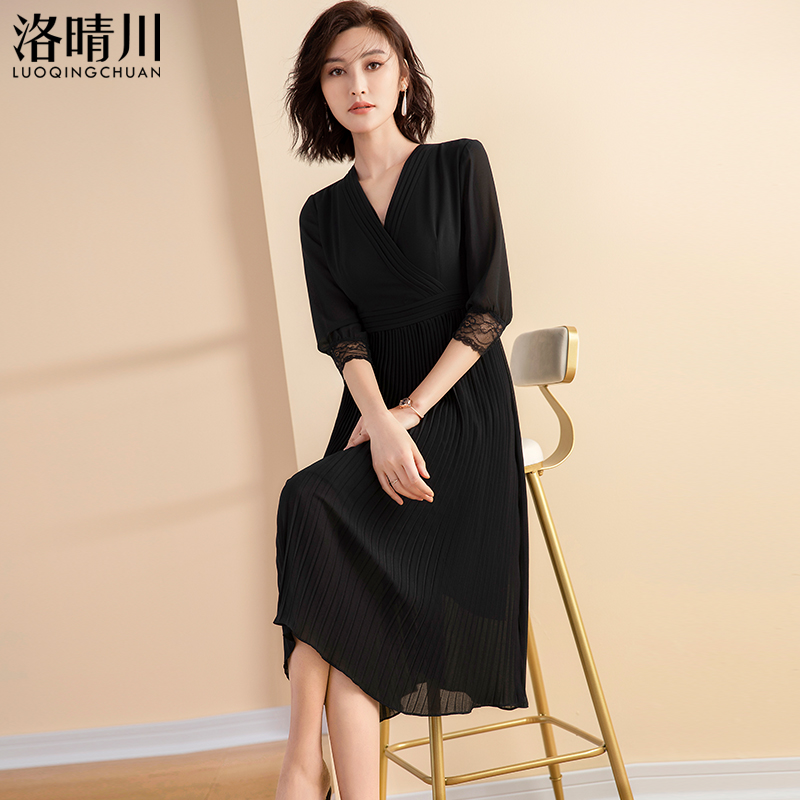 气质v领，时尚名媛小香风百褶裙，收腰显瘦