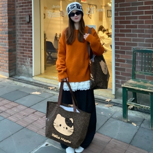 新款豹纹猫编织袋礼品袋手提装衣服打包购物袋大容量定防水可制