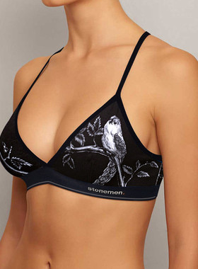 stonemen【源自澳洲】纯棉舒适无钢圈法式三角杯内衣美背文胸-雀