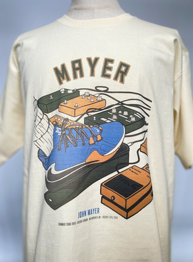 john mayer tour tee shirt巡演印花短袖T恤宽松纯棉男女款白色