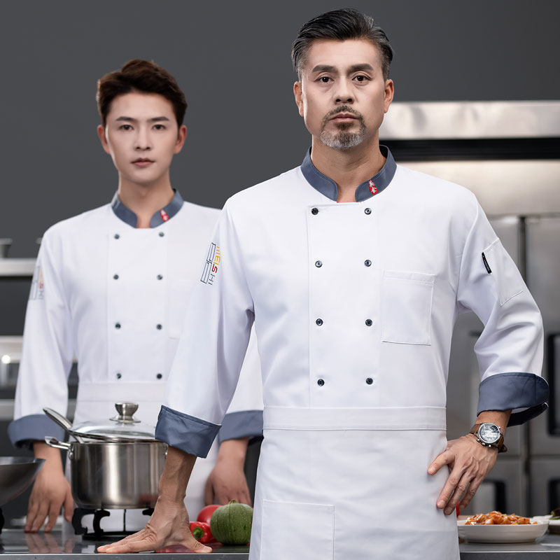 双排扣厨师工作服长袖定制