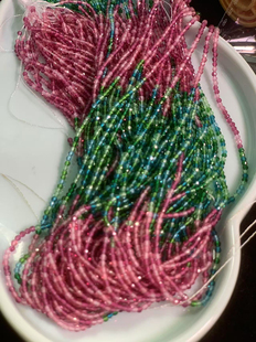 捡漏2mm切面仿尖晶石仿碧玺色半成品diy女款手链项链配珠散珠一条