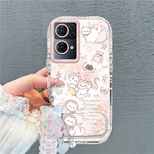 粉色小猫适用于OPPOReno7Pro手机壳男女新款PFDM00全包防摔Reno7SE透明泡芙壳ins风保护手机套reno7的外壳