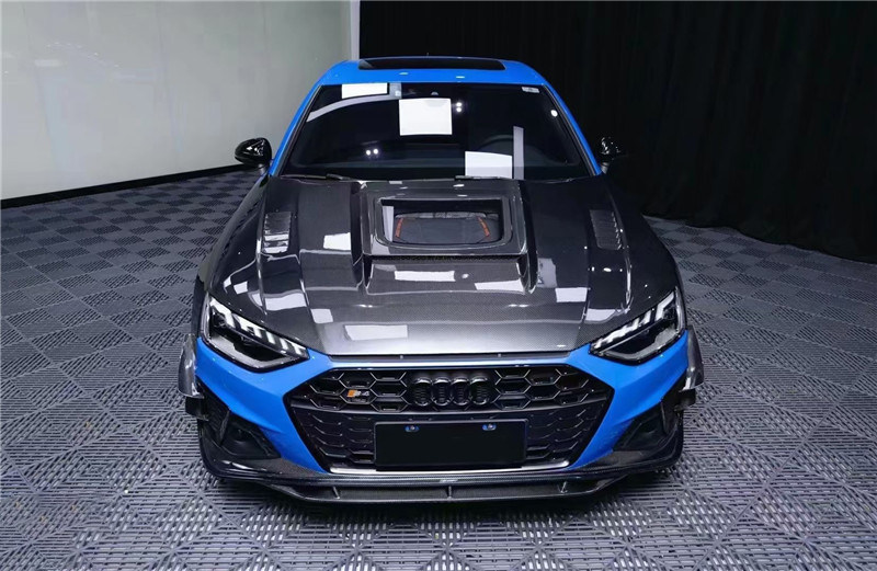 適用于17-22款奧迪A4L S4改裝碳纖維小包圍 A4L S4碳纖維前鏟后唇