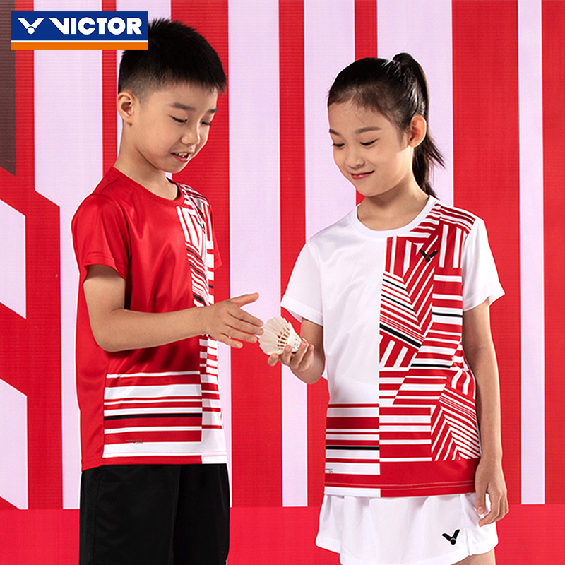 victor胜利儿童羽毛球服运动T恤