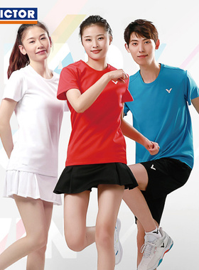正品VICTOR胜利羽毛球服装男女威克多训练系列针织T恤多色T-30030