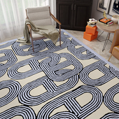 艺术毯奶油米色H猪鼻系列经典 灰奢品客厅地毯卧室现代厚床边毯