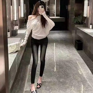 子黑色九分裤 M900牛仔裤 裤 女夏天薄款 复古小个子紧身 高腰2024新款